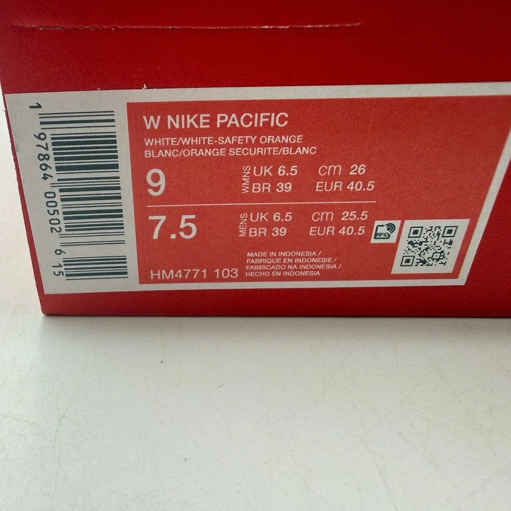 Nike Pacific Shoes Women Size 9 White Safety Orange Lifestyle HM4771-103